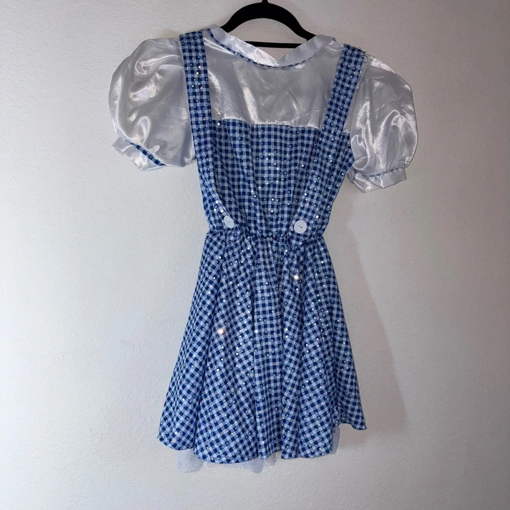 Rubies Wizard of Oz Dorothy Costume Dress Medium Blue Gingham Sequin Excellent